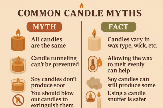 a picture of candle myths writing and a few images of candles