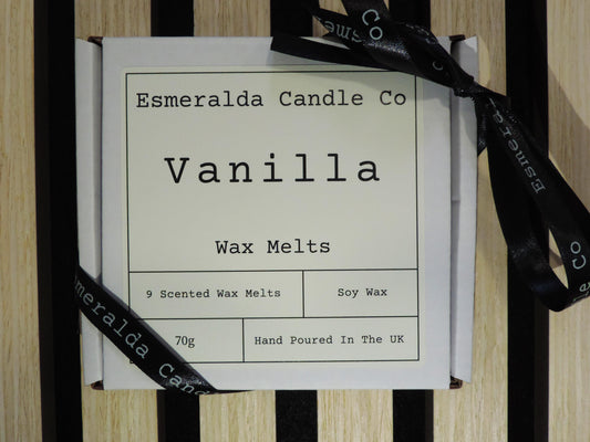 Vanilla scented wax melts x9 in a box with a ribbon. by Esmeralda candle co